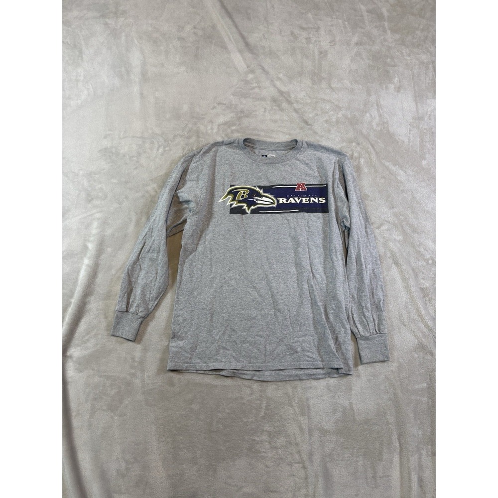 NFL Team Apparel Mens Baltimore Ravens Long Sleeve T-Shirt Gray Medium